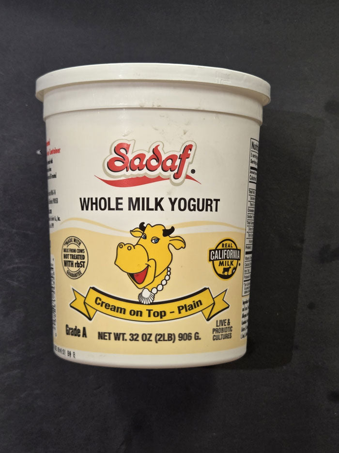 Sadaf Plain Whole Milk Yogurt with Cream on Top 906g