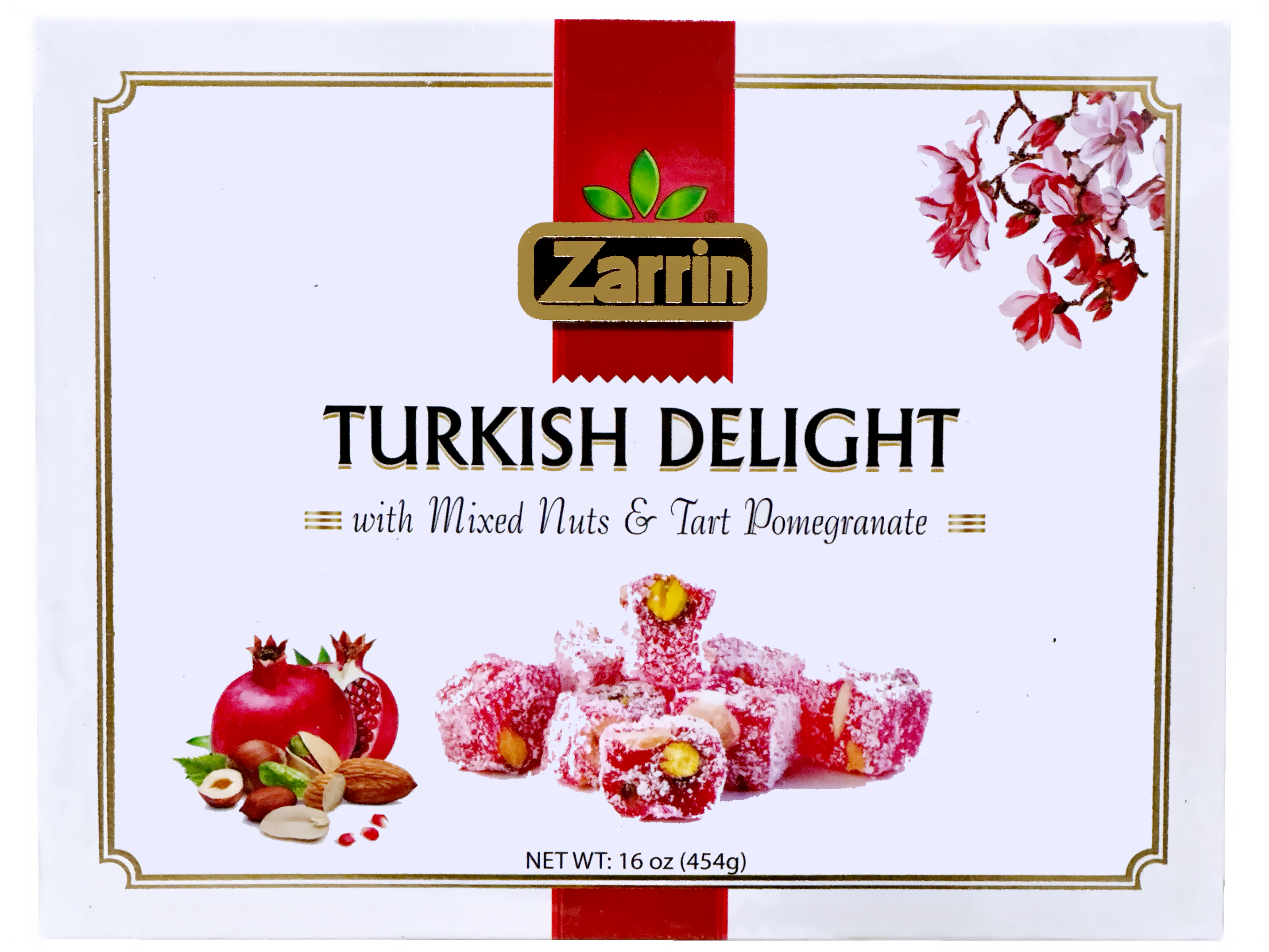 Turkish Delight With Mixed Nut & Tart Pomegranate - 16 Oz (Baslogh, Basloogh, Baslough, Locum, Lokum)