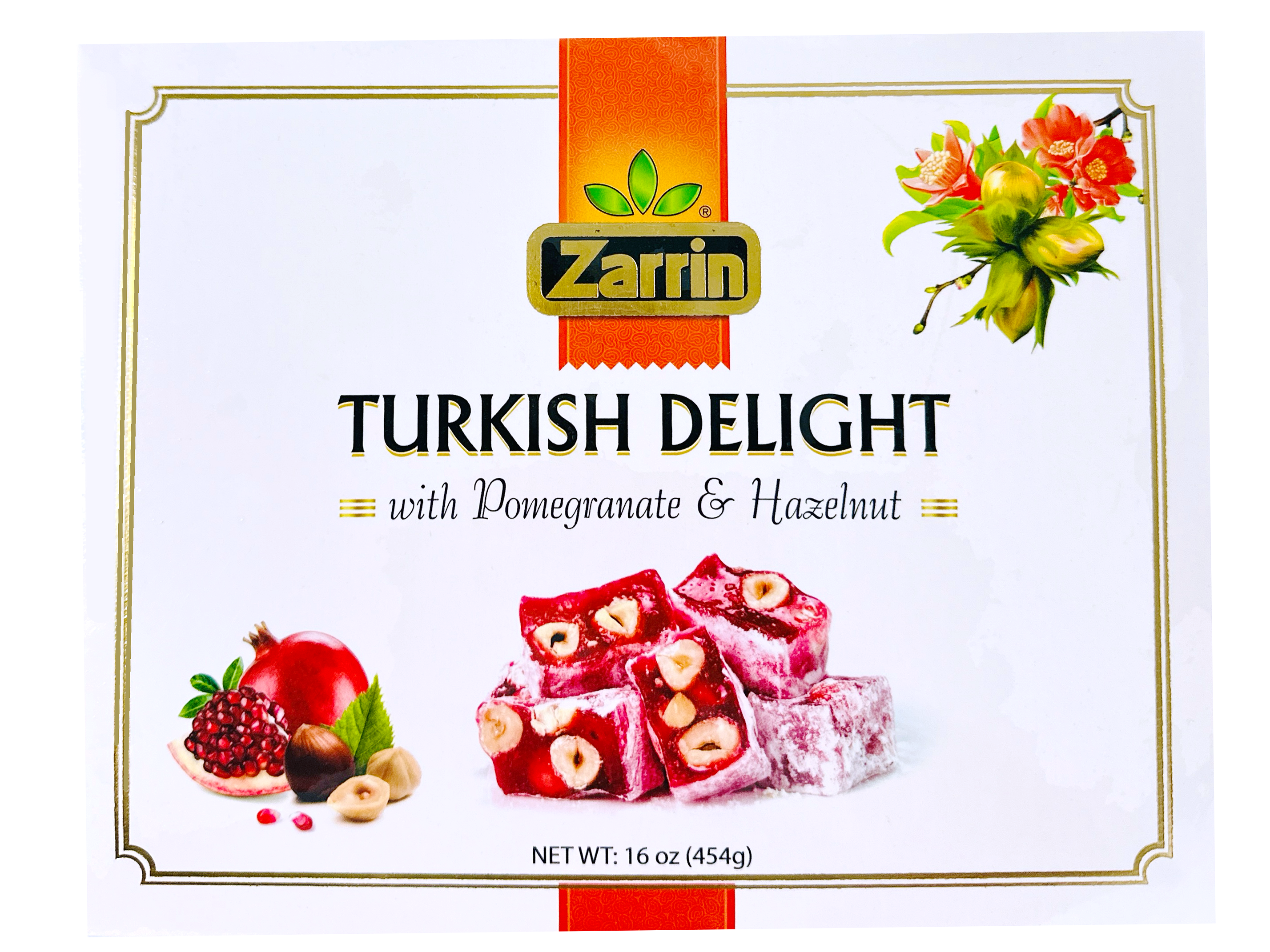Turkish Delight With Pomegranate & Hazelnut - 16 Oz (Baslogh, Basloogh, Baslough, Locum, Lokum)