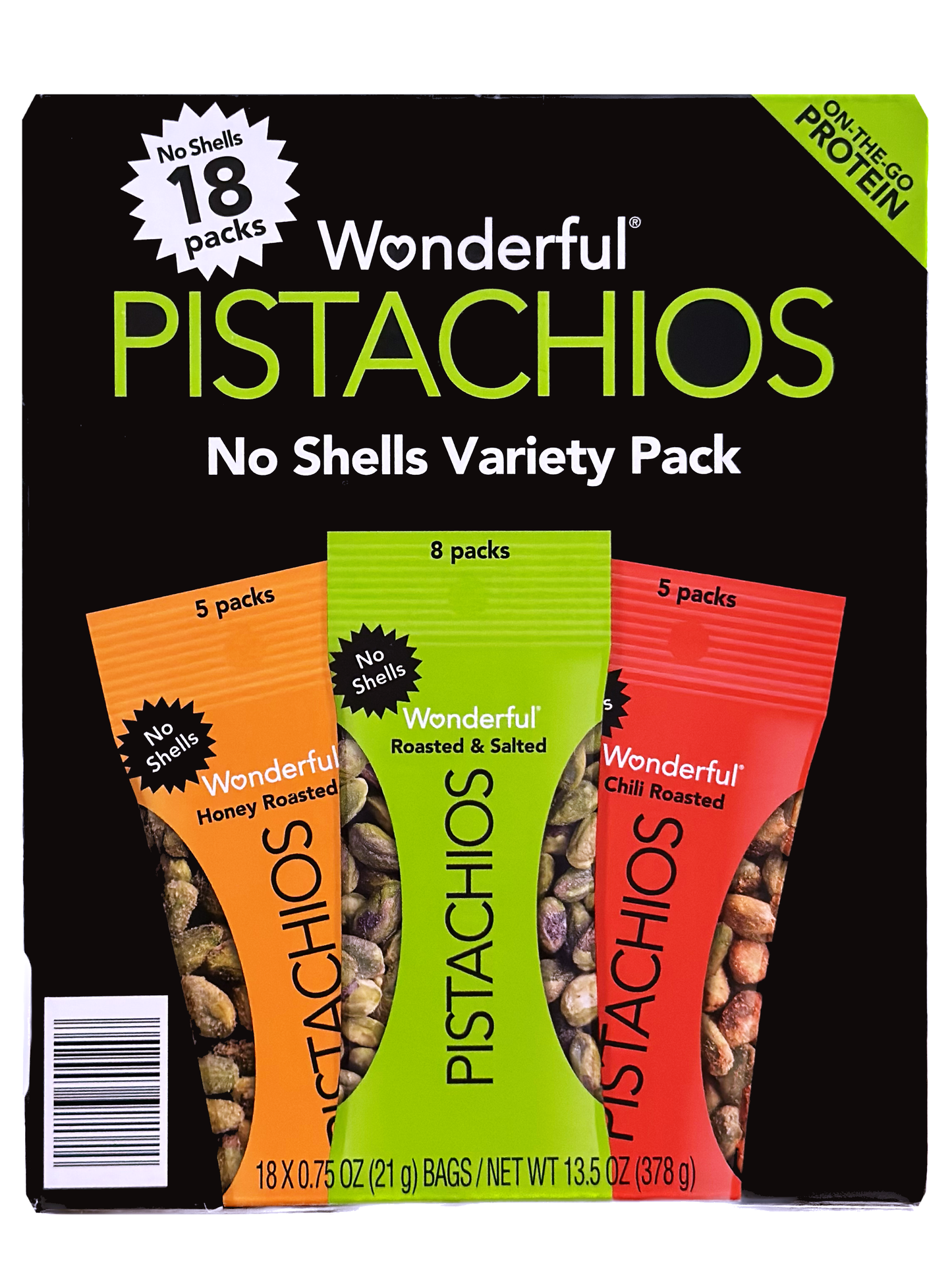 No Shells Wonderful Pistachios (18 Packs) (Pesteh Makhloot)