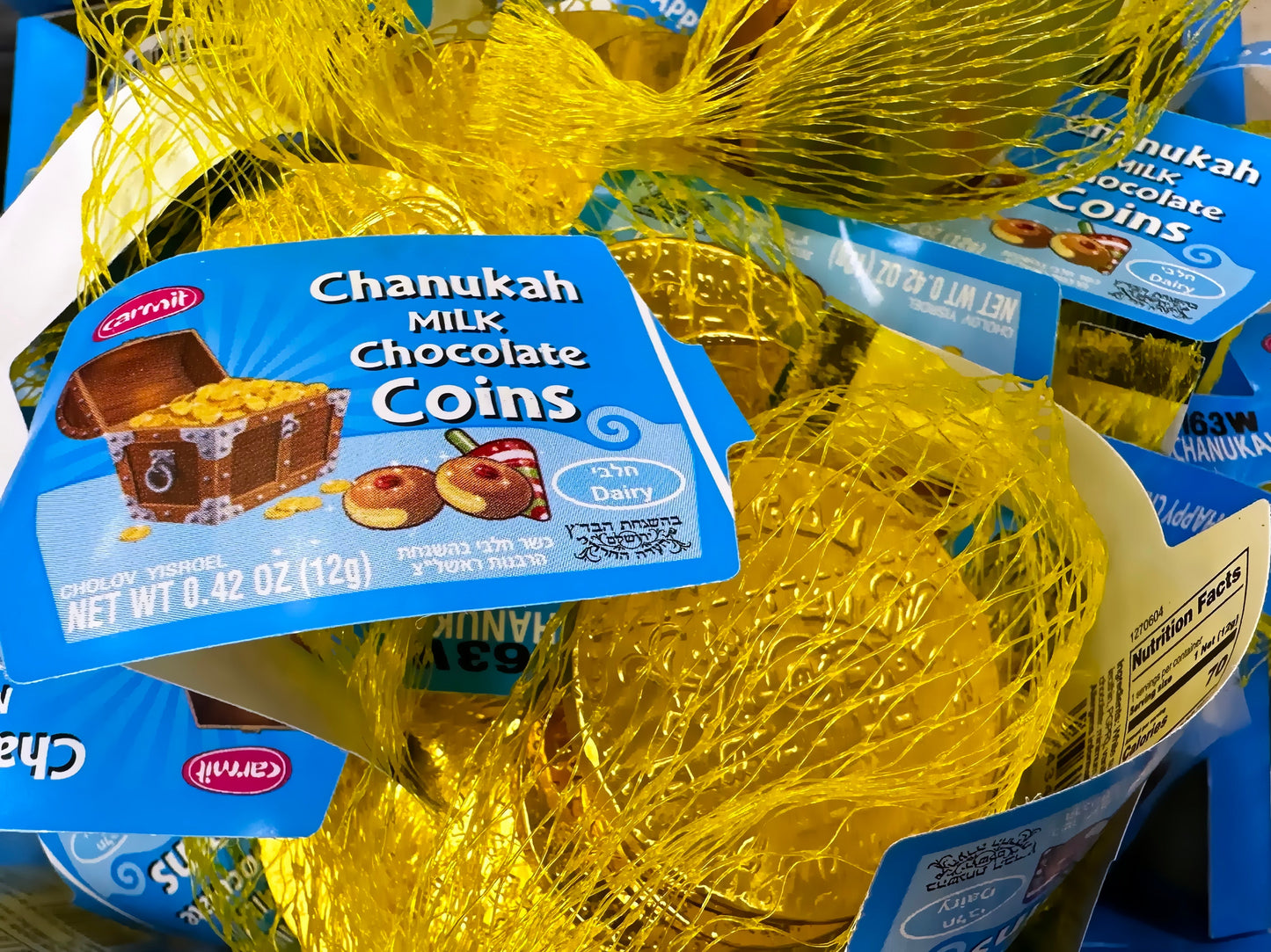 Hanukkah Milk Chocolate Coins (24 Bags*0.42 Oz) Carmit (Chanukah)