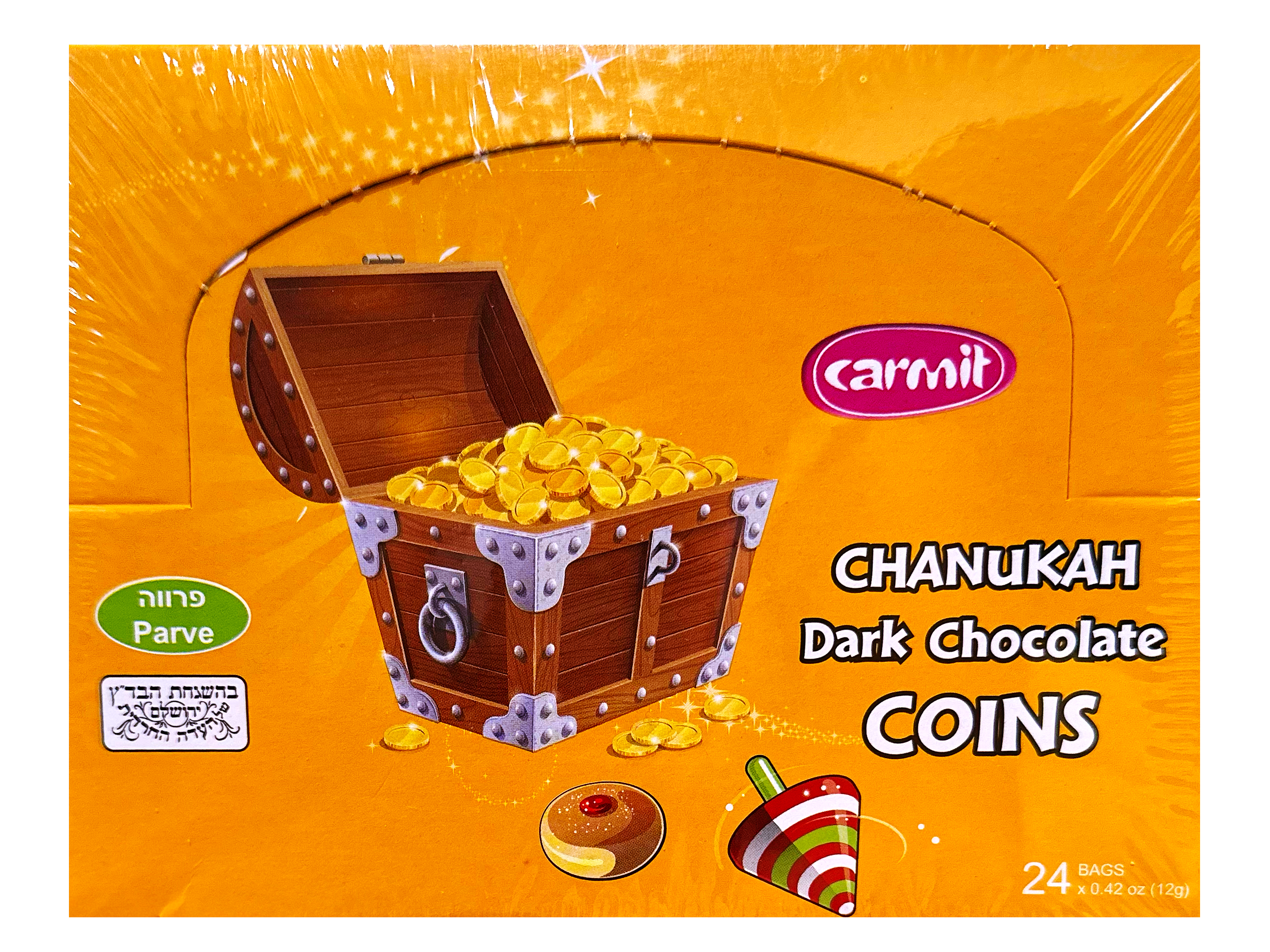 Hanukkah Dark Chocolate Coins (24 Bags*0.42 Oz) Carmit (Chanukah)