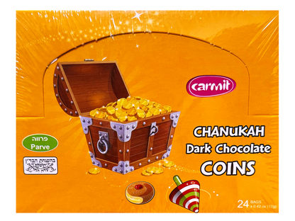 Hanukkah Dark Chocolate Coins (24 Bags*0.42 Oz) Carmit (Chanukah)