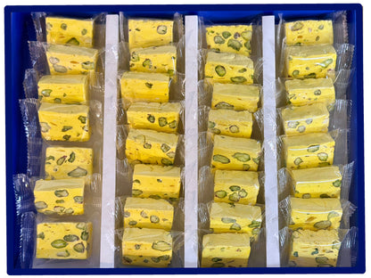 Bite Size Saffron Pistachio Nougat - 28% Pistachio (Gaz)