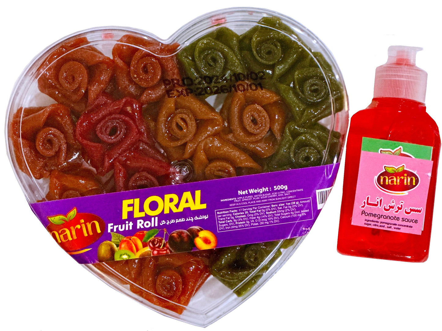 Heart Shaped - Rolled Fruit Leather - Mixed Fruit With Sour Sauce - (Lavashak)