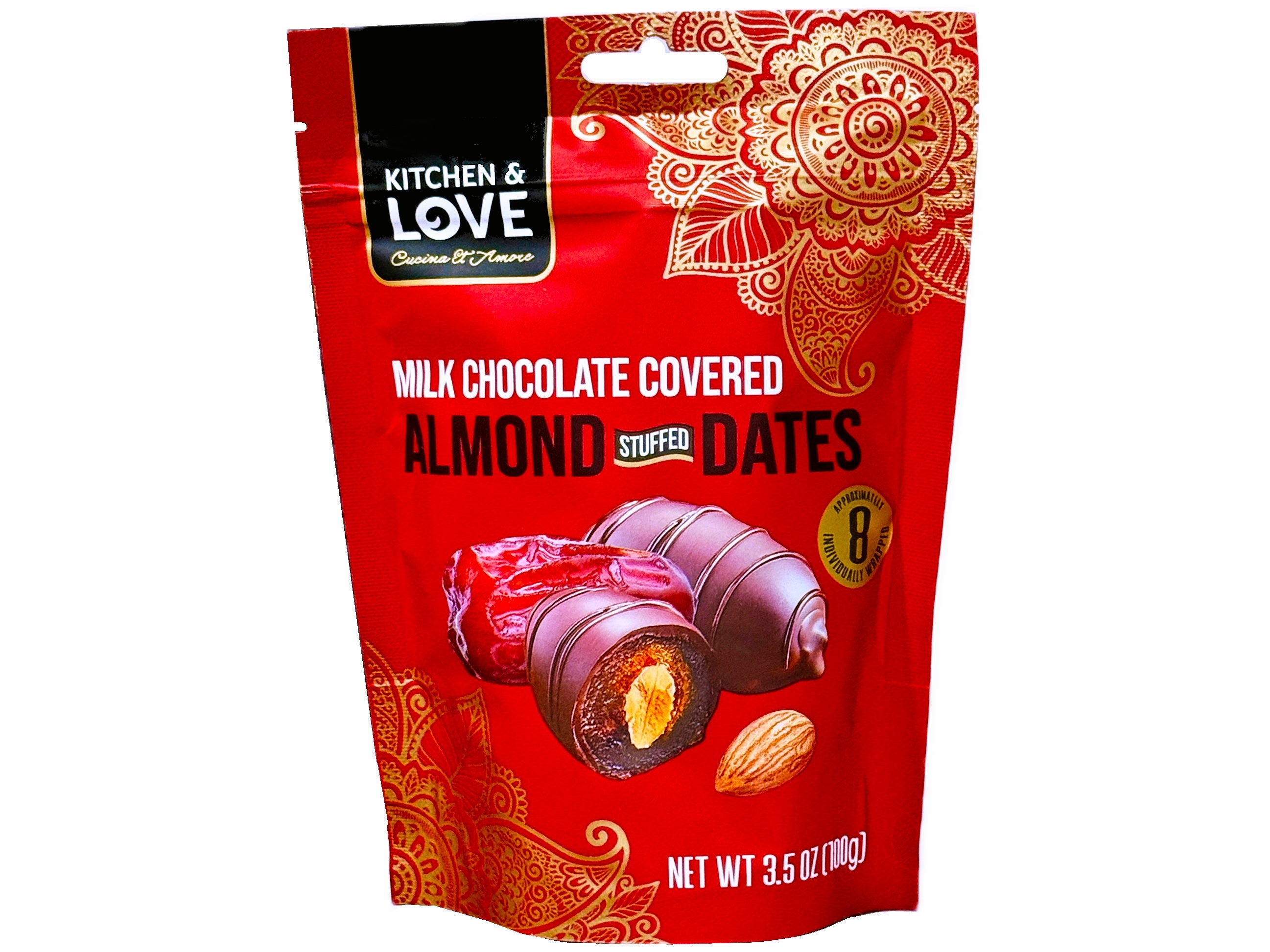 Milk Chocolate Covered Almond Stuffed Dates (3.5 Ounce) (Khorma)