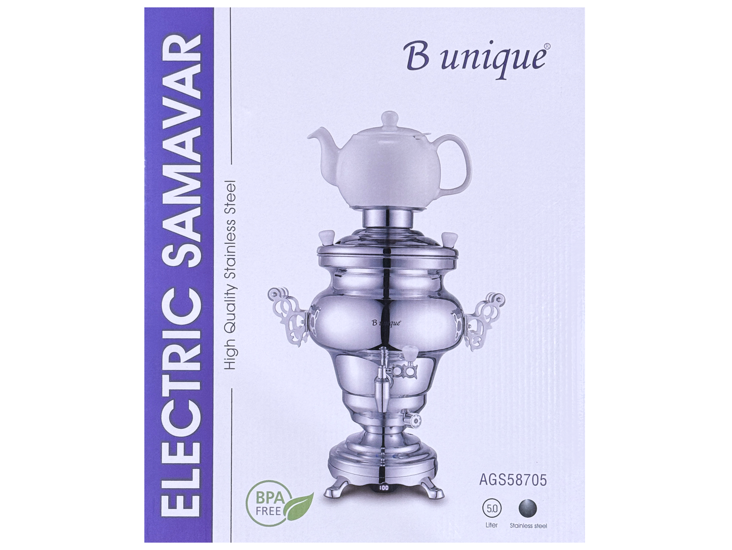Fancy Electric Stainless Steel Tea Maker With Porcelain Teapot (Samovar, Samavar)