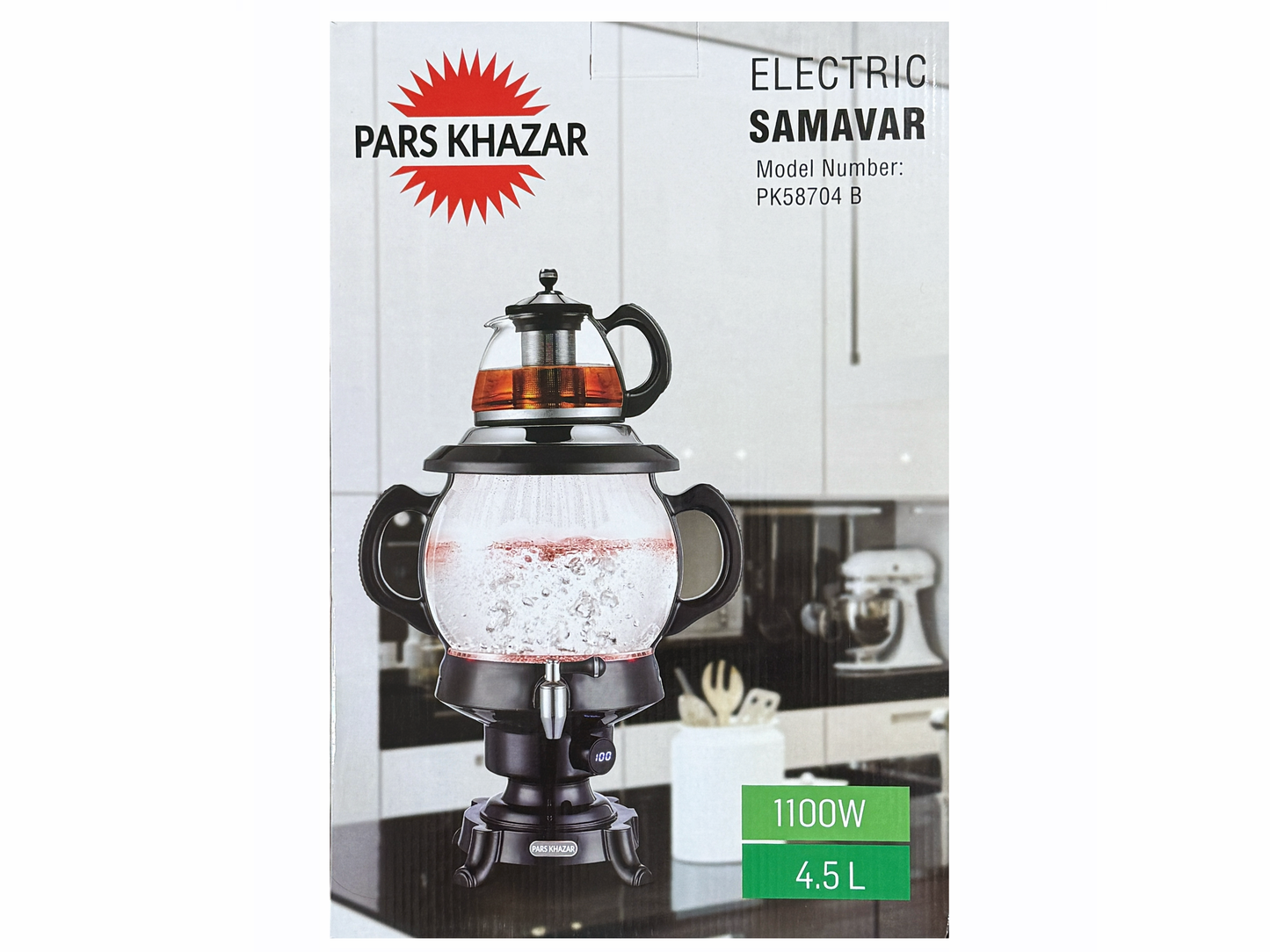 Fancy Electric Glass Tea Maker and Teapot With LED Light (Samovar, Samavar)