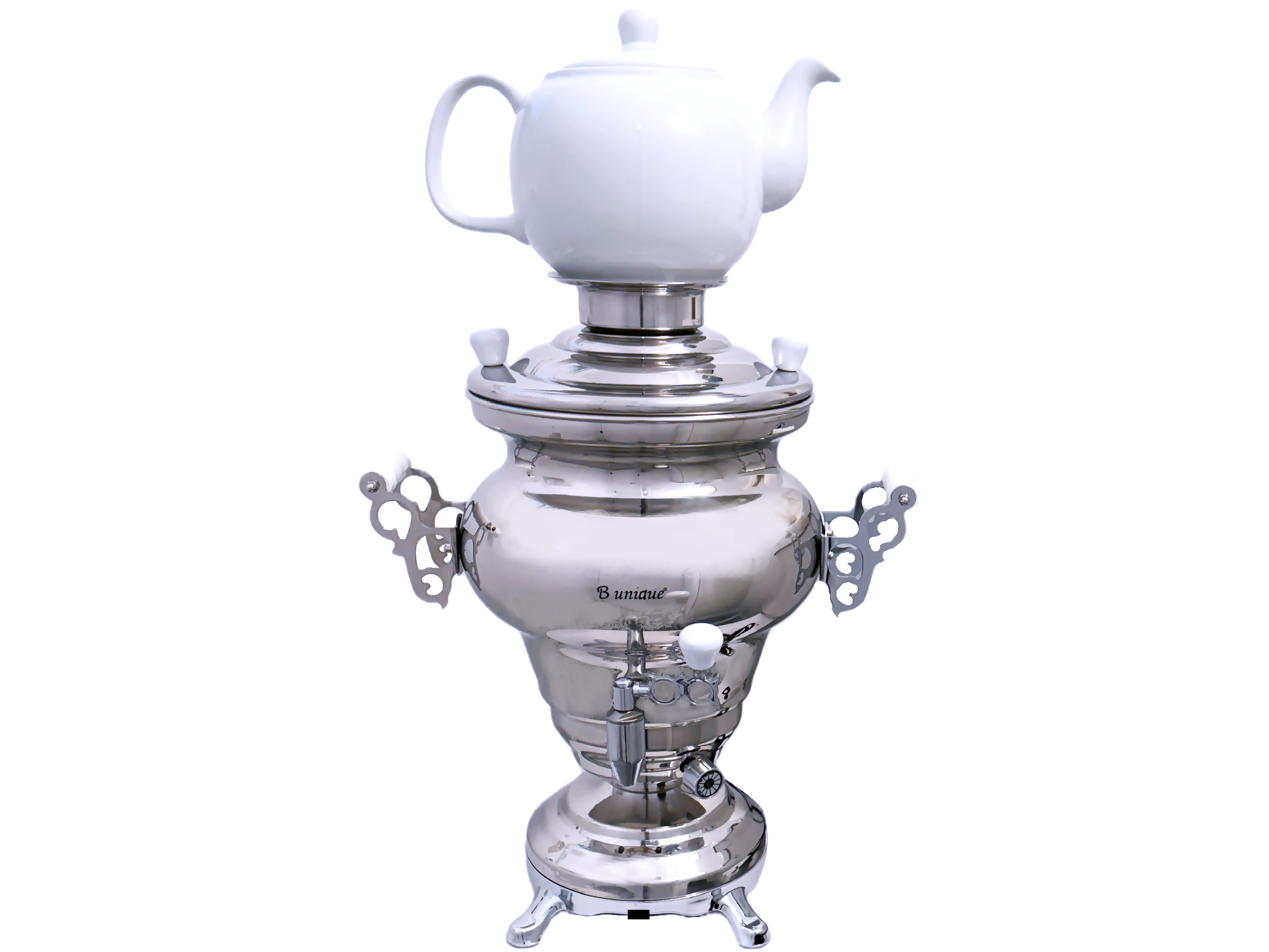 Fancy Electric Stainless Steel Tea Maker With Porcelain Teapot (Samovar, Samavar)