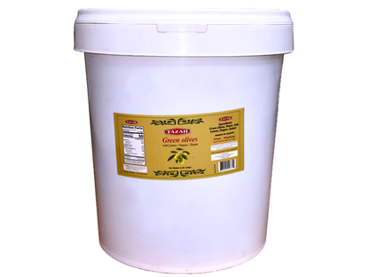 Al Koura Green Cracked Olives With Lemon & Zaatar & Pepper (22 Lb) (Zeytoon Sabz)