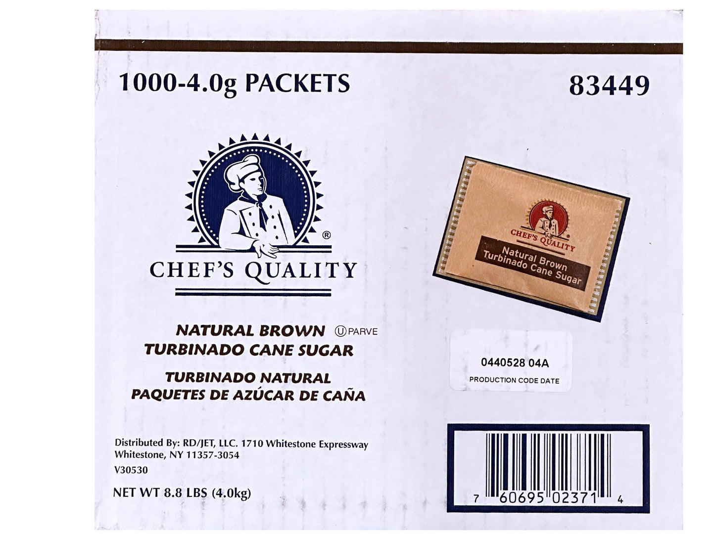 Chef's Quality Turbinado Cane Sugar 4 Gr (1000 Packs)