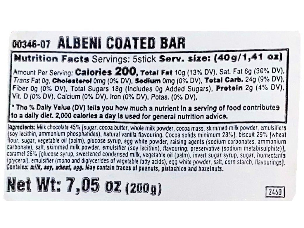 Albeni Milk Chocolate Coated Bar - Caramel and Biscuit - 5 Packs