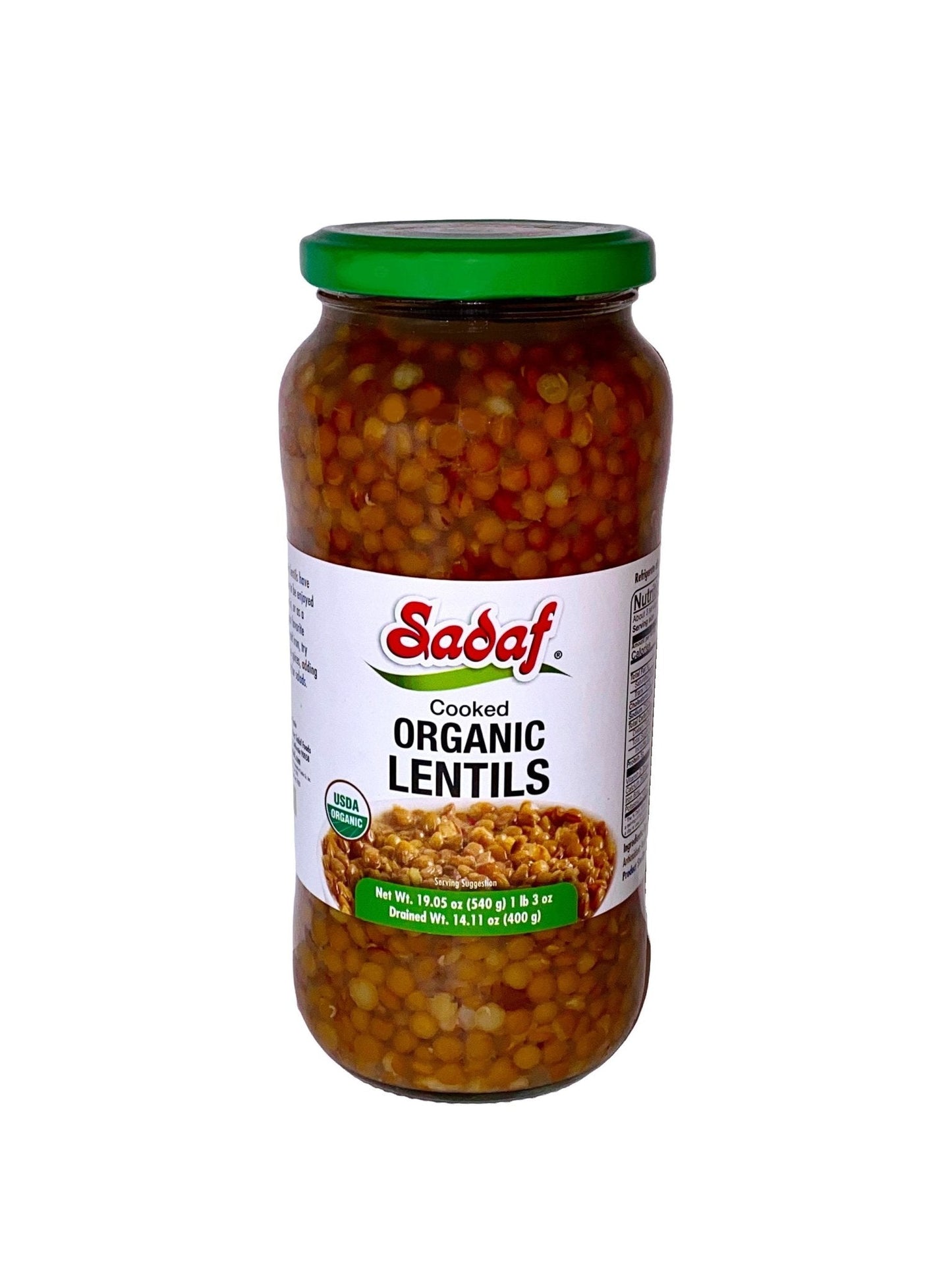 Cooked Organic Lentils - Jar - Organic (Adas Pokhteh)
