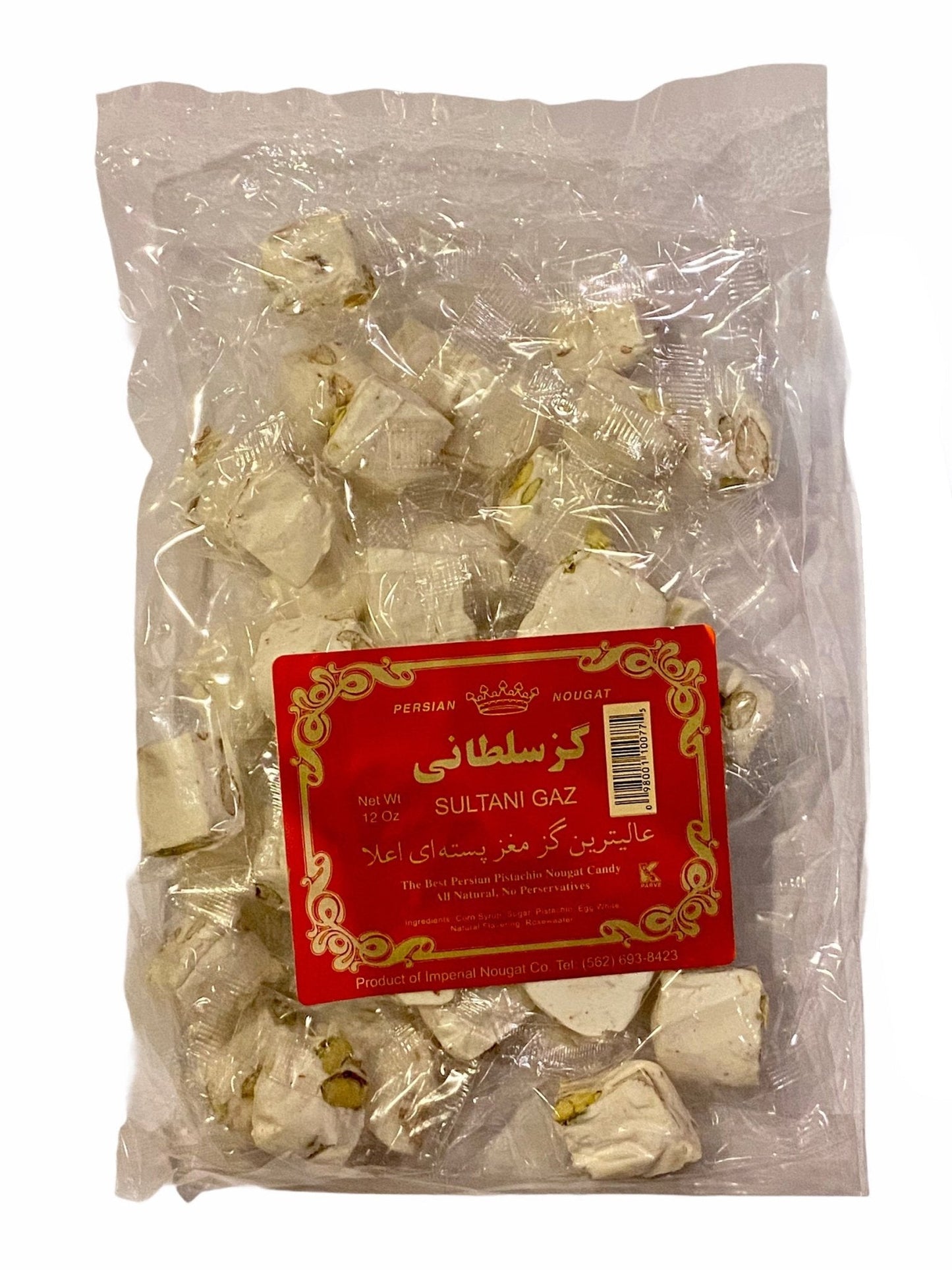 Pistachio Nougats - Imperial Sultani - Bite size - 12 Oz - In Bag (Gaz Loghmeh)
