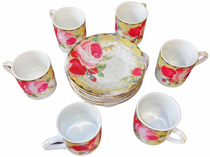 Porcelain Coffee Set With Saucer - Set of 6
