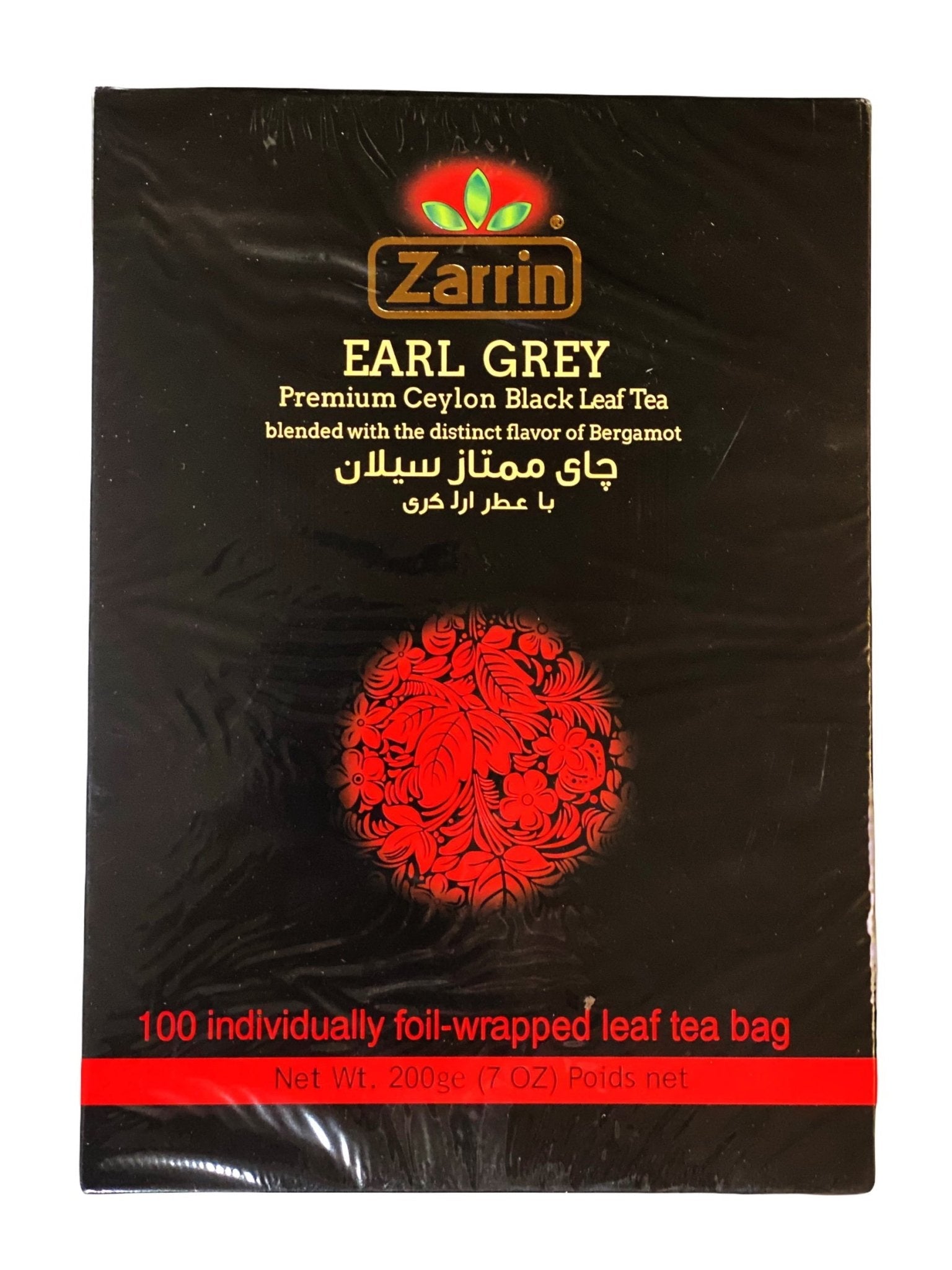 Premium Ceylon Earl Grey Black Tea - Foil-wrapped Tea Bags - 100 Tea Bags (Zarin Chai)