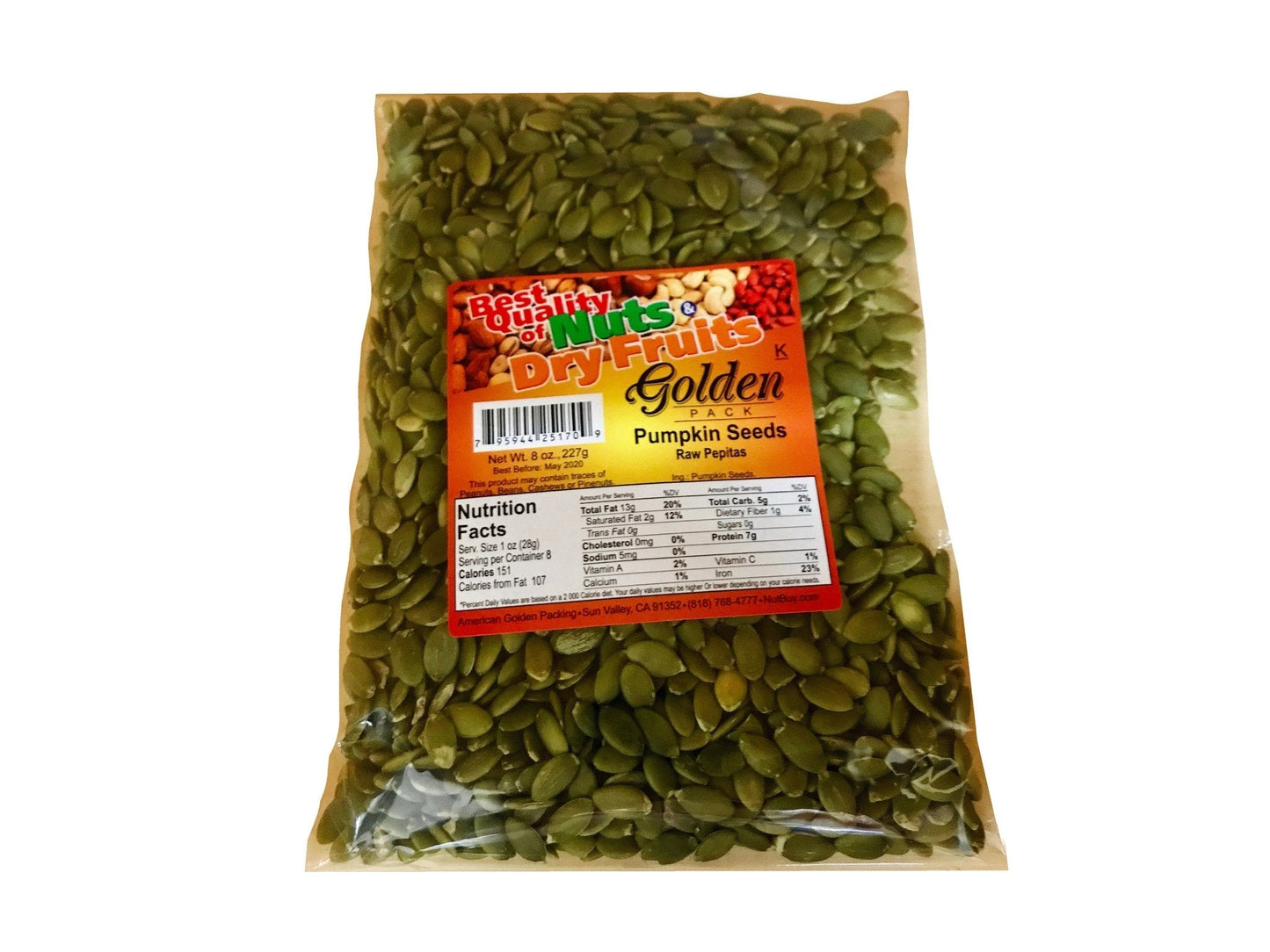 Pumpkin Seeds Raw Shelled - 0.5 Pound (Tokhm e Kadoo)