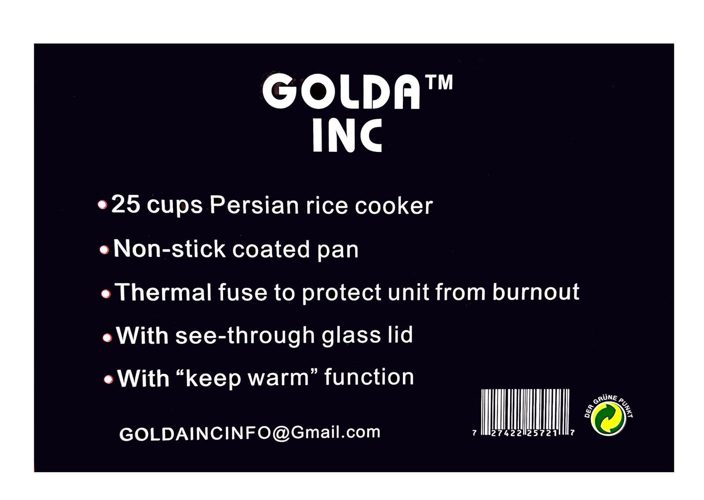 Rice Cooker Automatic - 25 Cup - Rice Crust Maker (PoloPaz, Tahdig Maker)