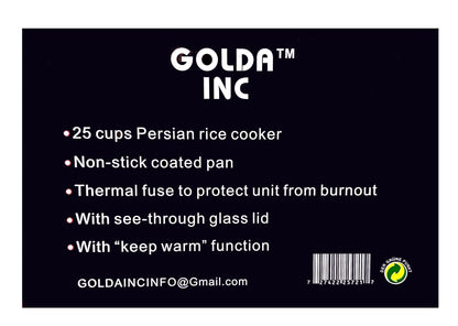 Rice Cooker Automatic - 25 Cup - Rice Crust Maker (PoloPaz, Tahdig Maker)