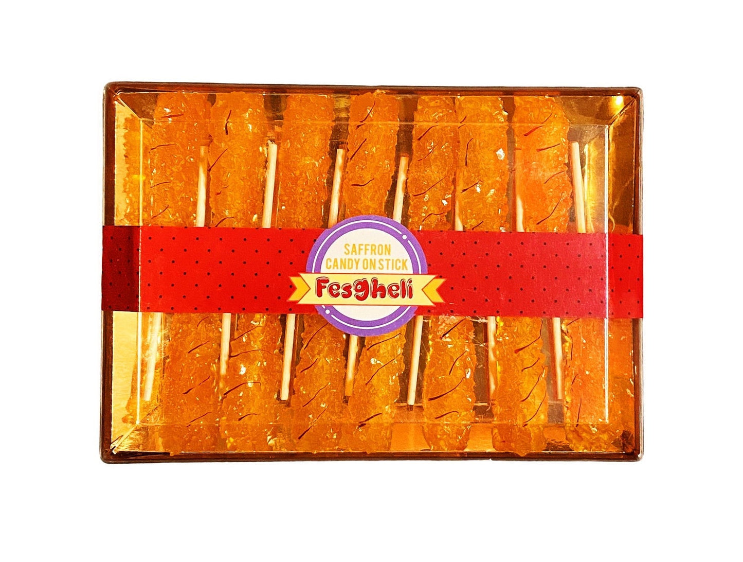 Saffron Candy On Stick - 14 Sticks (Fesgheli, Nabat-Nabaat)