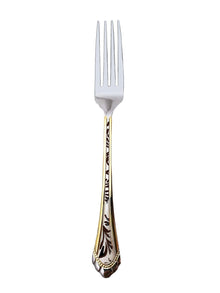Stainless Steel Dinner Forks - 6 Pcs - Silver/Gold Colored, Classy (Cnangal Ghaza Khori)