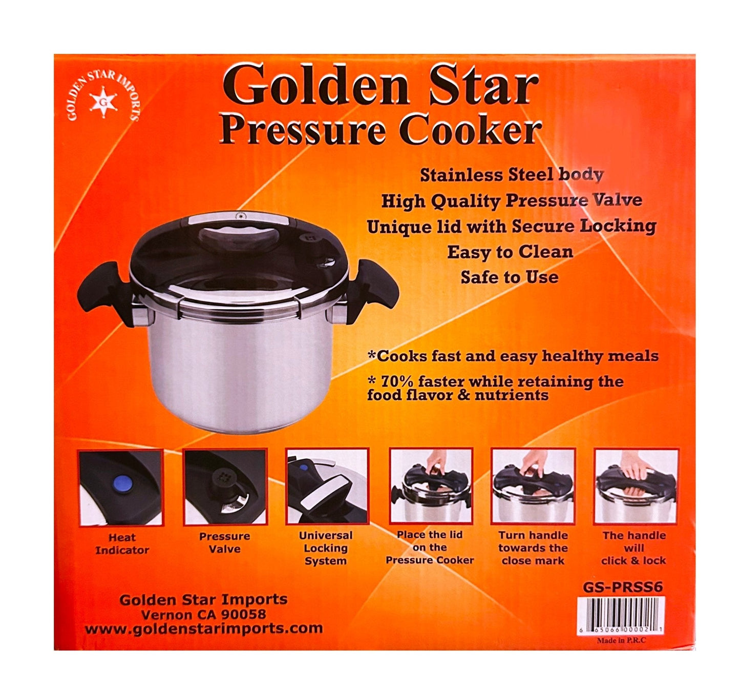 Stainless Steel Pressure Cooker - 6L - Kitchenware (Zoodpaz)