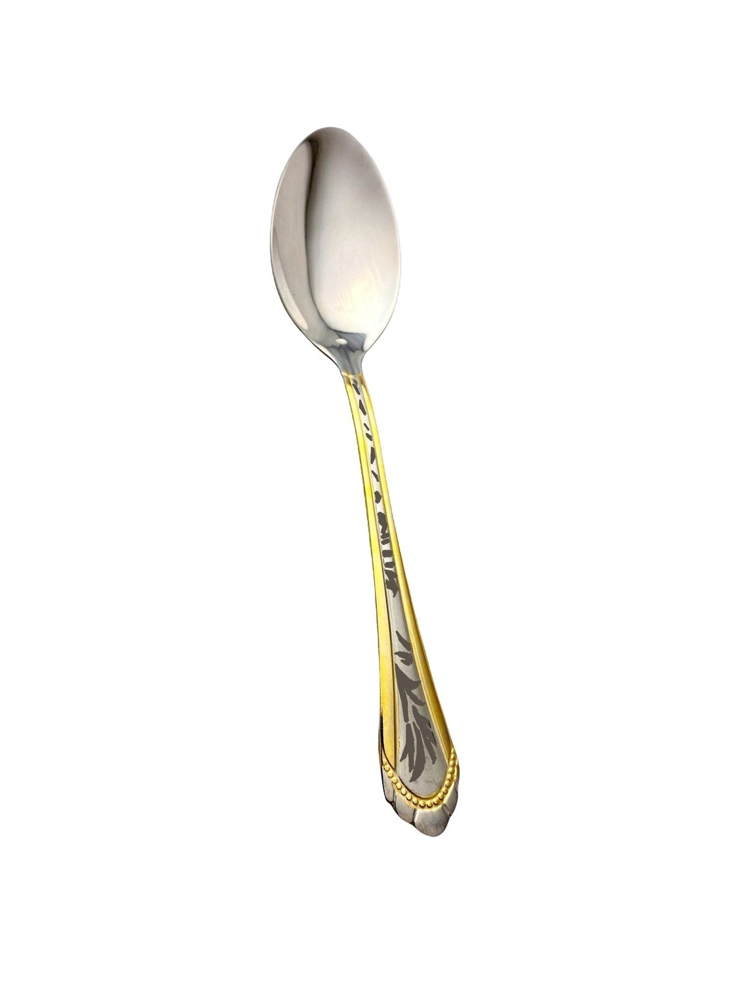 Stainless Steel Tea Spoons - 6 Pcs - Silver/Gold Colored, Classy (Ghashogh Chai Khori)