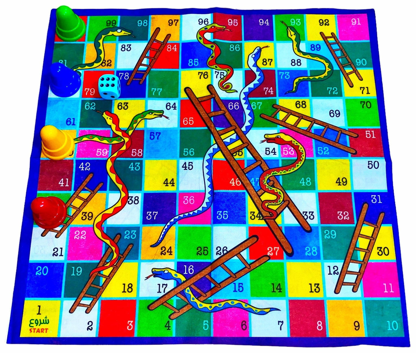 Washable Ludo & Snakes/Ladders - Game - 50*50 Cm (Mensch, Mench/Marpelle)